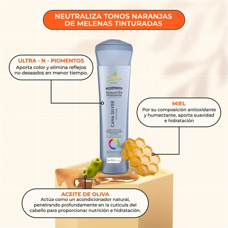 MASCARILLA MATIZANTE CANAS SILVER 300 ML - NAISSANT