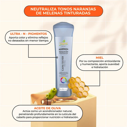 MASCARILLA MATIZANTE CANAS SILVER 300 ML - NAISSANT